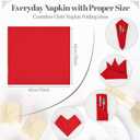 PLOYMONO Red Heavy Duty Cloth Napkins - 17 x 17 Inch Solid Washable Polyester Dinner Napkins - Set of 8 Napkins with Hemmed Edges - Great for Weddings, Parties, Banquets Dinner & More