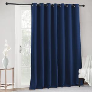 RYB HOME Slider Curtain Bedroom - Privacy Backdrop Curtains for Large Window Room Divider Partition Screen for Home Office Dining Living Room Bedroom Bay Window Sliding Door, W 100 x L 108, Navy Blue