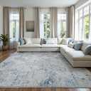 Ruggnovea Area Rug 82x58 Machine Washable Rug Vintage Traditional Floor Cover Foldable Thin Retro Indoor Non Slip Carpet Floral Print Mat Bedroom Living Room Dining Room Office,Hidden Pattern Blue