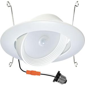 6 inch Retrofit LED PIR Motion Sensor Downlight, 20W LED Ceiling Light with 360 Adjustable Angle, Automatic Day/Night Detection, Warm White 3000K 120V-256V Motion Sensor Recessed Light