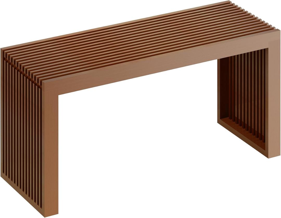 Bamboo Dining Bench Indoor Long Entryway Shoe Rack Bench,Outdoor Modern Wood Benches 35 Inch Bamboo Bench for Living Room Hallway Bedroom Bathroom (Light Brown)