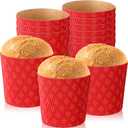 Nuanchu 12 Pcs Easter Panettone Paper Pan Mold 4.3 W x 4.3 H for Easter Cakes Baking Molds Round Bread Corrugated Forms for Kitchen Muffin Cup Kulich Paska Cupcake(Simple)