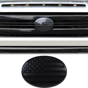 Aunginsy Car Front Emblem Trim Cover Compatible with Toyota Tundra 2007-2017, Front Hood Center Grille Emblem Badge Logo Cover Circle Ring Decorative Overlay ABS Accessories, American Flag Pattern