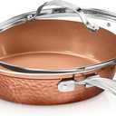 GOTHAM STEEL Hammered Copper 12 Inch Non Stick Frying Pans, Frying Pans Nonstick, Non Toxic Ceramic Pan for Cooking, Nonstick Frying Pan, Induction Pan, Oven and Dishwasher Safe