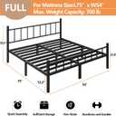 zizin Full Size Metal Bed Frame with Headboard & Footboard 14 Inch Metal Platform Mattress Foundation Support with Steel Slat, Under Bed Storage, No Box Spring Needed