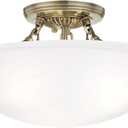 Livex Lighting 4273-01 Oasis 3-Light Ceiling Mount, Antique Brass, 16"L x 16"W x 8"H