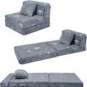MeMoreCool Kids Tri-Fold Sofa Bed  Glow Star Floor Mattress & Foldable Futon Chair Convertible Toddler Couch | Soft Plush Lounge Mat | Playroom Furniture | Includes Pillow