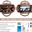 LOVEVOOK Leather Laptop Backpack for Women 18 inch,Travel Backpack Purse Nurse Teacher Backpack Computer Laptop Bag,Professional College Business Work Bags Carry On Backpack with USB Port,Brown