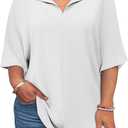 Lueluoye Womens Plus Size Tops Short Sleeve V Neck Tee Blouse Summer Loose Fit Casual Tunic Top XL-5XL (XX-Large, White)