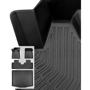 for Mustang Mach E Floor Mats & Cargo Liner 20212026, Custom Fit All Weather TPE Car Mats for Mach E Accessories, 1st & 2nd Row Heavy-Duty Black Floor Liners for Ford Mustang Mach-E by DiffCar
