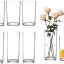 KLIFA- Carlsbad- Set of 8 Pieces, 6 & 7 Inch Tall, Plastic Cylinder Vases for Centerpieces, Acrylic Flower Vase for Wedding Centerpieces, Home Decorations, Clear
