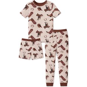 PATPAT Kids 3-Piece Pajama Sets with Bamboo Viscose,Snug Fit Pjs for Girls,All-Season Comfort Sleepwear (5T, Cowgirl Paisley)