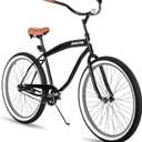 JOYSTAR 26 Inch Beach Cruiser Bike with Coaster Brake for Ages 12 Years Old Girls and Boys Single Speed Kids Bike Black Gray