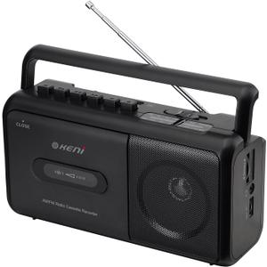 G Keni Portable Cassette Player Boombox AM/FM Radio Stereo, Casette Tape Player Recorder with Earphone Jack Battery Operated or AC Powered, Black