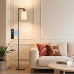 Floor Lamp with Linen Shade, Dimmable Tall Standing Lamp with Remote Control & 3 Color Temperatures, Modern Floor Lamps for Living Room Bedroom Office Corner, 9W LED Bulb Included (Beige)
