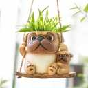 Swing Dog Hanging Planters for Indoor Plants, 6.3 Inch Hanging Baskets for Plants Outdoor, Small Succulent Pots with Drainage Hole, Resin Plant Hangers Outdoor for String Of Pearls, Gift for Mom