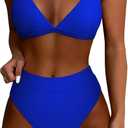 SUUKSESS Women High Waisted High Cut Bikini Set Sexy Triangle Two Piece Swimsuits (127 Royal Blue)