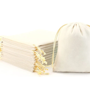 50Pcs Velvet Jewelry Bags With Drawstring Cream Pouches Gift Bags for Wedding Favors Party Christmas Candy Bag（2.8x3.6Inches）