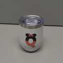 Cute Cartoon Mouse Gifts Initial A-Z Personalized Wine Tumbler Cup, Magic Mouse Printed 12 oz Stainless Steel Coffee Wine Tumbler Cup with Lid for Women Girls Mouse Lover Birthday Christmas Gift (Q)