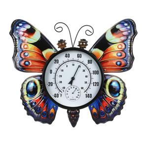 Large Outdoor Thermometer, Printed Butterfly Metal Indoor Wall Thermometer, 23.6" Outside Thermometer with Large Number for Patio Home Room Decor Multi Butterfly