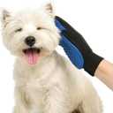 Pet Grooming Glove, Blue and Black, Breathable Mesh with Silicone Tips, Adjustable Strap, for Dog Cat Hair Removal and Deshedding