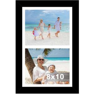 JCJMY 8x10 Double Picture Frame, Display 2 8 x 10 Photos or 11x17 Picture, Two Opening Double 8x10 Collage Frame for Wall Hanging, 8 by 10 Multi Photo Frame, Black