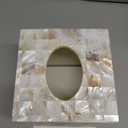 Milano Tissue Box Cover Square – Decorative Tissue Holder for Bathroom - Beautiful Natural Mother of Pearl Capiz Shells Tissue Box Holder - Cube Tissue Box Cover with Durable Bottom Slider