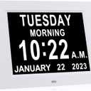 TMC 8 Inch Dementia Clock for Seniors - Medication Reminders, 12 Custom Alarms, Auto-Dimming Large Display Digital Calendar with Multi-Language Support USB Photo & Video Playback, Wall or Desk Mount