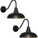 14" Large Outdoor Barn Lights  Black Industrial Gooseneck Wall Fixtures for Porch, Garage, or Farmhouse Exterior  Waterproof and Rustproof Design  2 Pack