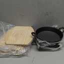 4 Sets Small Cast Iron Skillet with Wooden Base, 6.3 Inch Mini Cast Iron Skillet Pan Round Fajita Plate Hot Steak Pot Dish for Stove, Oven (6.3 Inch)