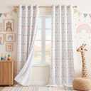 MEETSKY 100% Blackout Curtains for Kids Bedroom 95 Inch Length 2 Panels,Full Light Blocking Curtains for Living Room Grommet Thermal Insulated 2 Layer Drapes with Rainbow Pom Pom Sheer 52" W x 95" L