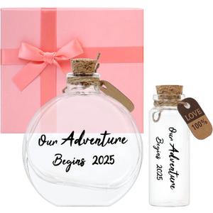 2 Pcs Honeymoon Sand Keepsake Jar -Our Adventure Begins 2025, Engagement, Wedding, Bridal Shower Gift, Romantic Honeymoon Gifts for Newlywed Couple