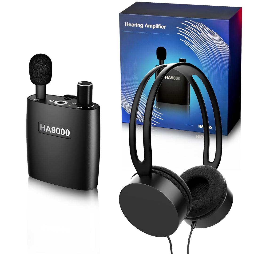 Personal Sound Amplifier PSAP the Latest Gen Model HA9000, Rechargeable Hearing Aid Device Hearing Amplifier with Headphones, Detachable Microphone, Type-C Charging for Seniors, Adults, Elderly