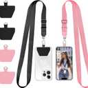 Doormoon Phone Lanyard, Universal Adjustable Neck Strap for Phone Case Keys ID Badges Cell Phone Lanyard Compatible with iPhone, Samsung, Most Smartphones, 2 Pack, Black Pink