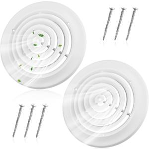Therwen 2 Pcs 10 Inch Round Vent Cover, White Ceiling Diffuser with Screws | Outer Dimensions 13-15/16", HVAC Vent Duct Register Cover, Replacement Exhaust Fan Covers for Home Office Kitchen Ventilation