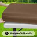 Smiry Rectangle Tablecloth, Elastic Fitted Flannel Backed Vinyl Tablecloths for 8ft Folding Tables, Waterproof Wipeable Table Covers for Indoor, Outdoor, Picnic and Camping (Brown, 30"x96")