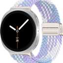 Stretchy Braided Bands Compatible with Samsung Galaxy Watch 8 Band 40mm 44mm/Galaxy Watch 8 Classic 46mm, Elastic Nylon Wristband Sport Strap for Galaxy Watch 8 2025 Women Men (Violet)