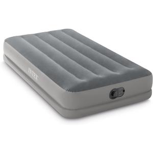 Intex 64112E Dura-Beam Standard Prestige Air Mattress: Fiber-Tech – Twin Size – Built-in USB Electric Pump – 12in Bed Height – 300lb Weight Capacity