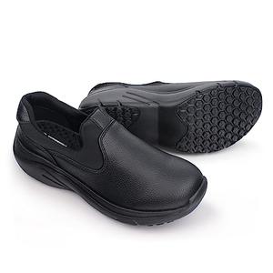 Hawkwell Women's Slip on Lightweight Nursing Shoes Comfortable Slip Resistant Work Shoes, Black Synthetic Leather, 9 M US