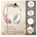Wireless Bluetooth Headphones Over Ear 65H Playtime HiFi Stereo Headset with Microphone and 6EQ Modes Foldable Bluetooth V6.0 Headphones for Travel Smartphone Computer Laptop Rose Gold
