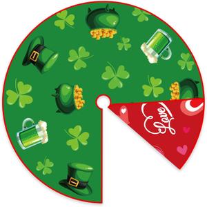 St Patricks Day Tree Skirt St Patricks Day Decorations 36" Reversible Shamrock Double Sided Print Mat for Trees St Patricks Day Decor Holiday Party Garden Indoor Home Decorations