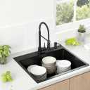 18 Inch 304 Stainless Steel Drop In Bar Sink,Black Topmount Single Bowl Workstation Kitchen Sink With Protective Bottom Grid For Camper,RV Sink