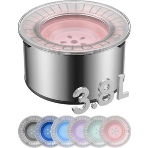 1Gallon Large Dog Water Bowl No Spill, [Anti Digging Lid & Rubber Bottom] Spill Proof Dog Bowl, Anti Splash Mess Dripless Slow Drinking Stainless Steel Water for Sloppy Messy Drinkers Car (Pink)