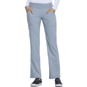 Cherokee Scrubs for Women Mid Rise Straight Leg Scrub Pants For Women Pull-on Bottoms with 6 Pockets & 360 Stretch - CK002 (XX-Large Plus, Grey)