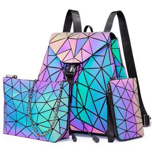 LOVEVOOK Geometric Luminous Purses and Handbags for Women Holographic Reflective Crossbody Bag Wallet