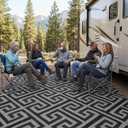 Outdoor Rug Waterproof for Patio Decor, 9x12 ft Reversible Plastic Straw Rug Carpet, Camping Mat for Outdoor, RV, Backyard, Deck, Balcony, Picnic, Beach, Black Grey 2