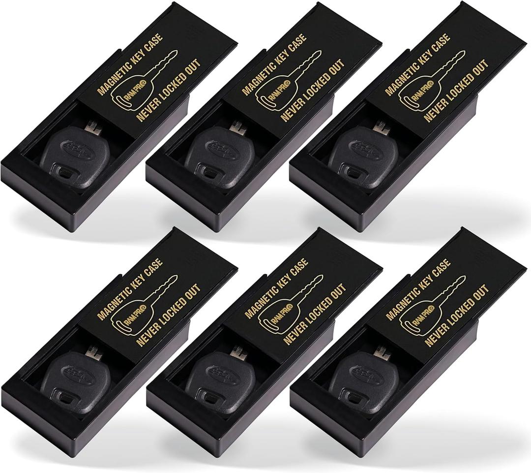 RamPro Hide A Key Magnetic Key Holder Under Car - for Your Car So You Never Lock Out - Store a Spare Key for Your Home, Storage, Office, or Vehicle - 6 pack