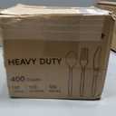 400 Count Heavy Duty Plastic Silverware, BPA-Free, Clear Plastic Cutlery Set, Premium Disposable Utensils for Party Everyday Use, 150 Forks, 150 Spoons and 100 Knives