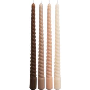 Viyffo Spiral Taper Candles 11 Inch  4 Pack Brown, Dripless, Unscented, Smokeless  9 Hour Burn  Tall Candlesticks for Wedding, Dinner, Holiday, Party, Home Decor