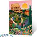 Rome Colosseum Scenery DIY Paint by Numbers for Adults Abstract Famous Landscape DIY Oil Painting Acrylic Paint Art Painting Kits Canvas with Acrylic Paints Colorful Scenery Art 16x20 InchFrameless